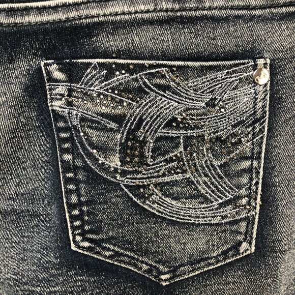 Arco Iris Jeans Womens Size 9 Embellished Pockets Black Denim Pants - Picture 6 of 9